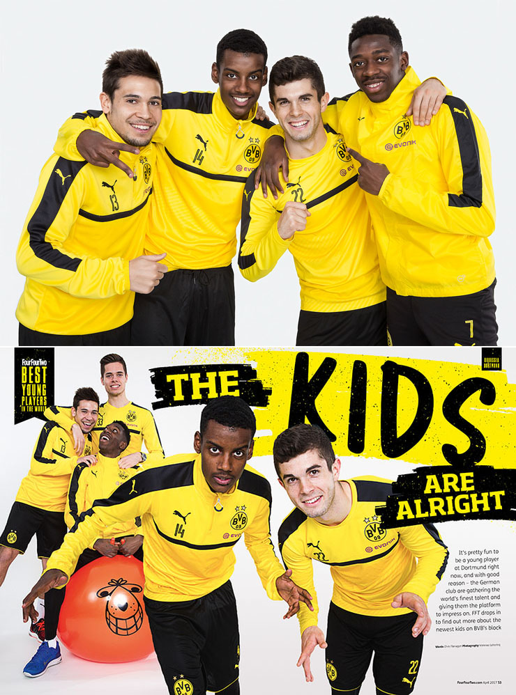 vier Fussball Spieler des Bvbs.